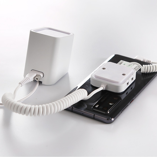 小売店ABSメタルアクリルデスクトップカウンターセキュリティアラームホルダー充電ケーブル付き電話用盗難防止ディスプレイスタンド